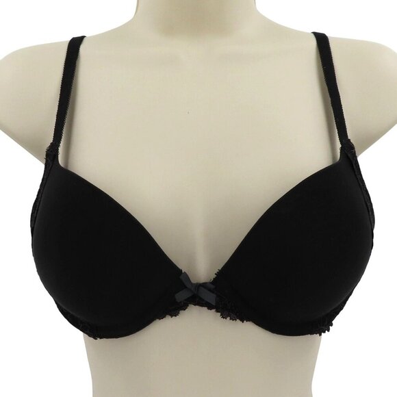 Victorias Secret 34B Dream Angels Push Up Black Lace Trim Bra Underwire Padded - Picture 1 of 14